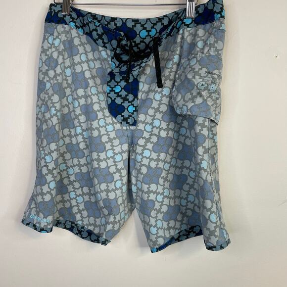 Patagonia Mens Stretch Planing Board Shorts Swim Trunks Eureka Blue Unlined 32 - Picture 9 of 13